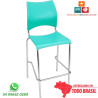 Banqueta Técnica DO228.19.11 cromada com assento e encosto em polipropileno verde claro para laboratórios e empresas