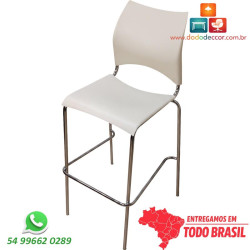Banqueta Técnica DO228.19.13 cromada com assento e encosto em polipropileno bege para laboratórios e empresas.
