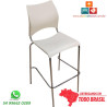 Banqueta DO 228 cromada em polipropileno bege para escolas, universidades, cozinhas planejadas e espaços gourmet.