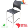 Banqueta DO 228 cromada em polipropileno cinza escuro para laboratórios, empresas, universidades e cozinhas planejadas.