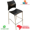 Banqueta DO 228 cromada em polipropileno preto para laboratórios, universidades, empresas e espaços gourmet.