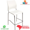 Banqueta Técnica DO228.19.02 cromada com assento e encosto em polipropileno branco para laboratórios e empresas.