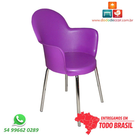 Cadeira Gogo DO 250 com estrutura tubular cromada e concha única em polipropileno púrpura.
