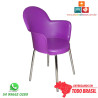 Cadeira Gogo DO 250 com estrutura tubular cromada e concha única em polipropileno púrpura.
