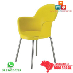Cadeira Gogo Amarela com Base 4 Pés Cromada | Dodo Deccor