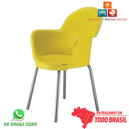 Cadeira Gogo Amarela com Base 4 Pés Cromada | Dodo Deccor
