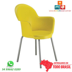 Cadeira Gogo Amarela com Base 4 Pés Cromada | Dodo Deccor