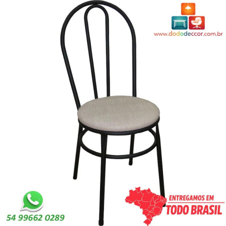 Cadeira de cozinha Modelo DO 415 pintura preto fosco assento bége