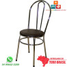 Cadeira tubular cromada para cozinha modelo DO 415 assento corino preto