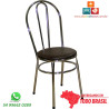 Cadeira tubular cromada para cozinha modelo DO 415 assento corino preto