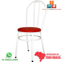Cadeira de cozinha DO 415 pintura branca com reforço assento vermelho