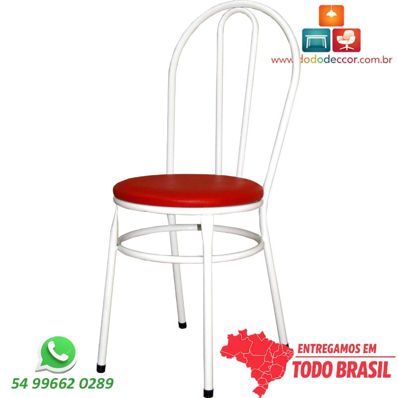 Cadeira de cozinha DO 415 pintura branca com reforço assento vermelho