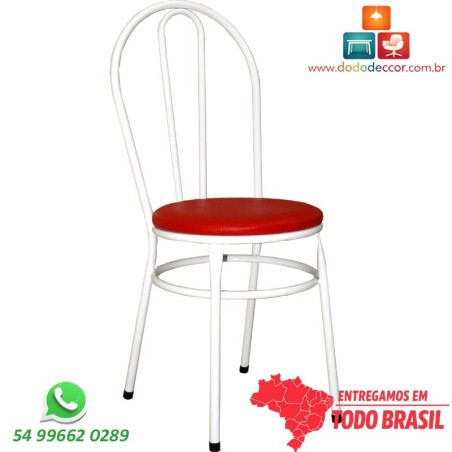 Cadeira de cozinha DO 415 branca com reforço assento vermelho reforçada