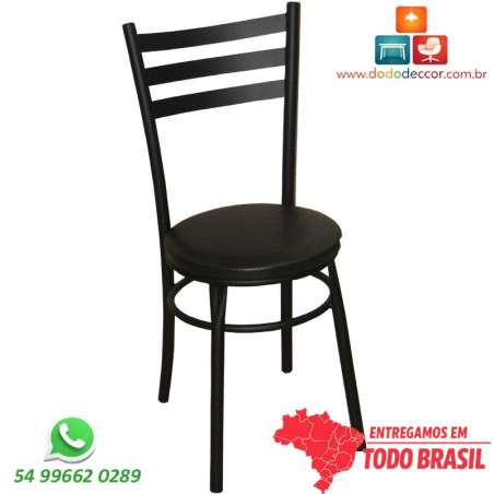 Cadeira de cozinha pintura em preto com assento em corino preto