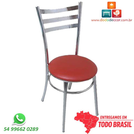 Cadeira cromada para conzinha encosto em chapa