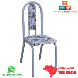 Cadeira de cozinha DO 442A assento encosto estofado floral branco preto