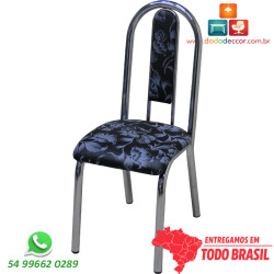 Cadeira cromada sala de jantar assento ergonomico estofado no assento e encosto