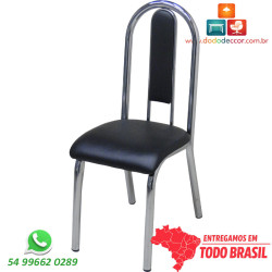 Cadeira de cozinha DO 442 cromada assento ergonômico preto