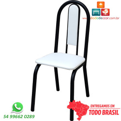 Cadeira preto fosco estofado branco para cozinha