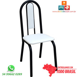 Cadeira preto fosco estofado branco para cozinha