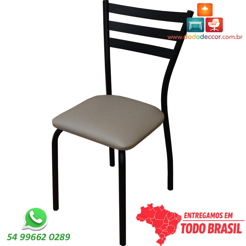 Cadeira de sala de jantar DO 447 preto fosco assento bége