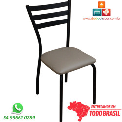 Cadeira de sala de jantar DO 447 assento bége pintura preto fosco