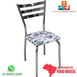 Cadeira de sala de jantar DO 447A cromada floral fundo branco