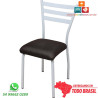 Cadeira de sala de jantar DO 447E branca estofado dunas marrom