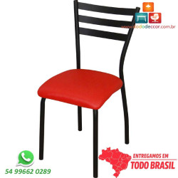 Cadeira de sala de jantar DO 447E preto fosco assento corino vermelho